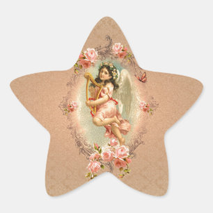 Victorian Angel vintage historisk ro ornament Stjärnformat Klistermärke