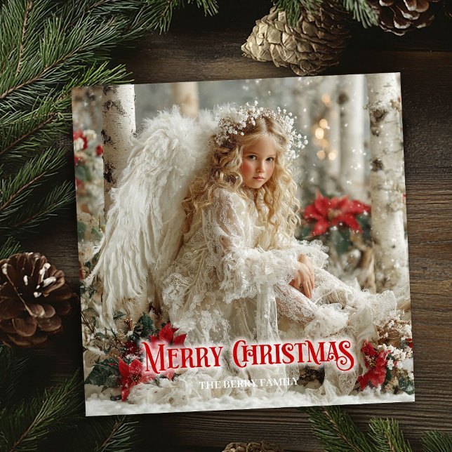 Victorian angelic angel red white gold seasonal  julkort (Victorian angelic angel red white gold seasonal card)