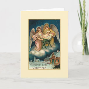 Victorian Änglar och Baby Jesus-kort Helgkort