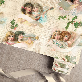 Victorian Änglar w/Music, Script & Holly Presentpapper