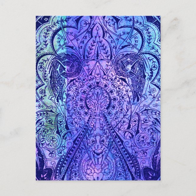 Victorian Arabesque, KASBAH - Navy & Cyan Vykort (Framsida)