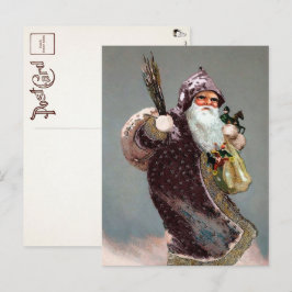 Victorian Armed Santa Postcard Vykort