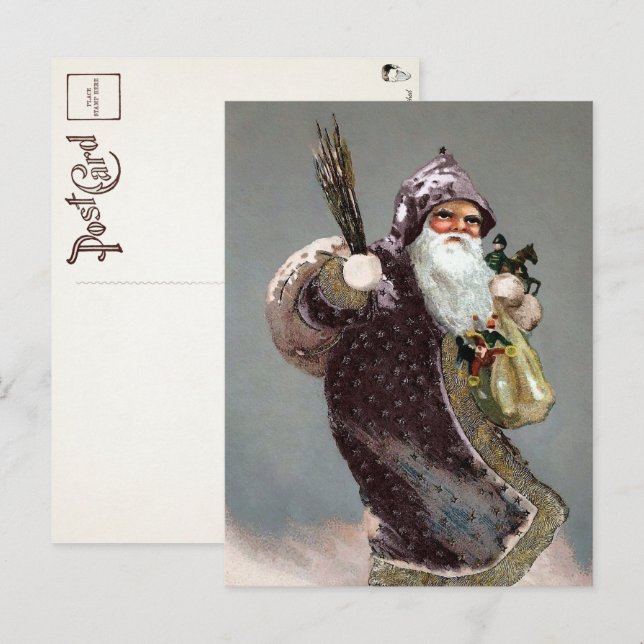 Victorian Armed Santa Postcard Vykort (Fram/baksida)