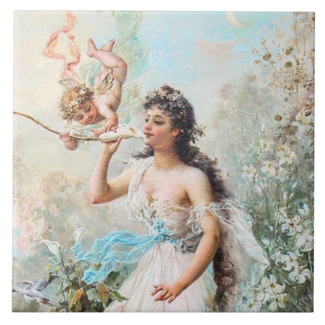 Victorian Art Ceramic Tile Kakelplatta (Framsidan)