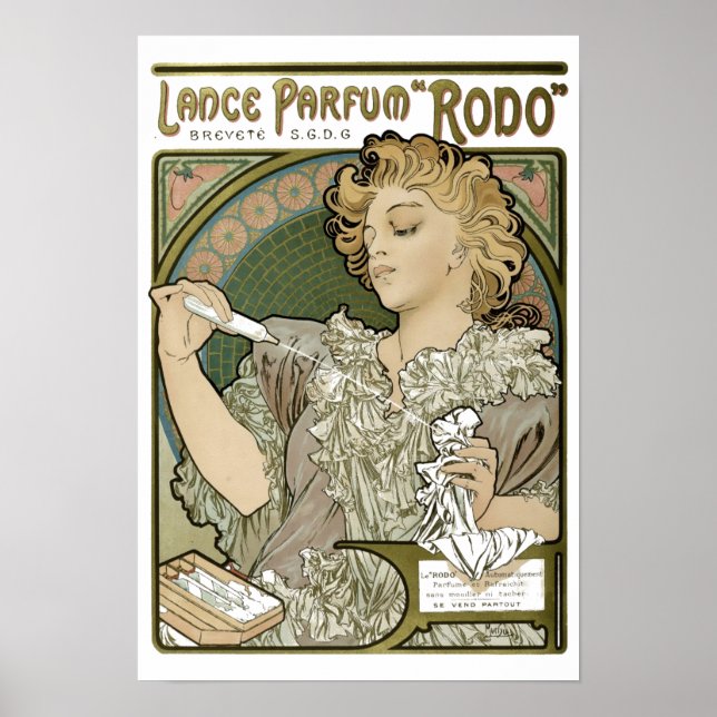 Victorian Art nouveau Alphonse Mucha Parfym Ad Poster (Framsidan)