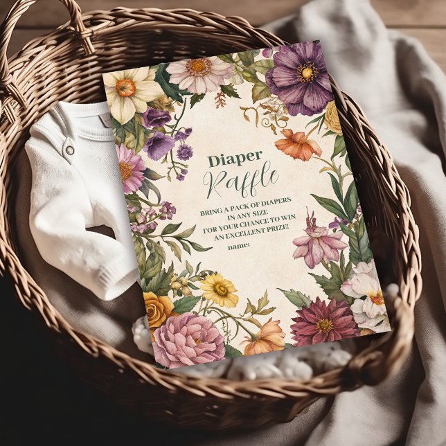 Victorian Art nouveau Baby Shower Diapper Raffle Tilläggskort (Skapare uppladdad)