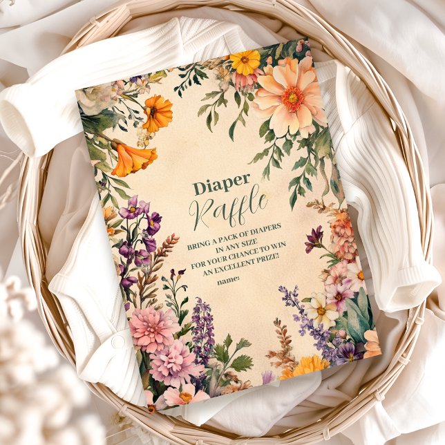Victorian Art nouveau Baby Shower Diapper Raffle Tilläggskort (Skapare uppladdad)