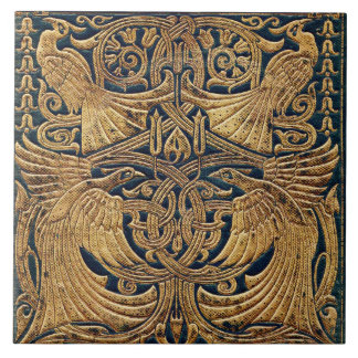 Victorian Art nouveau Peacock Bok Cover Kakelplatta