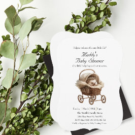 Victorian Baby Hedgehog Baby Shower Inbjudningar