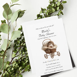 Victorian Baby Hedgehog Baby Shower Inbjudningar