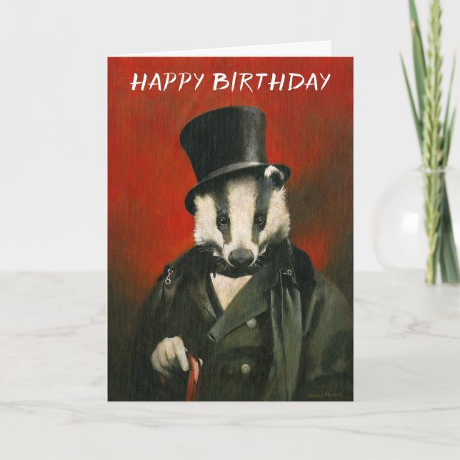 Victorian Badger Birthday Card Kort (Framsida)