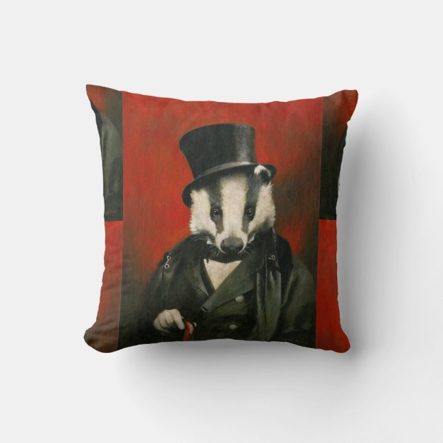 Victorian Badger Throw Cushion Kudde (Framsida)