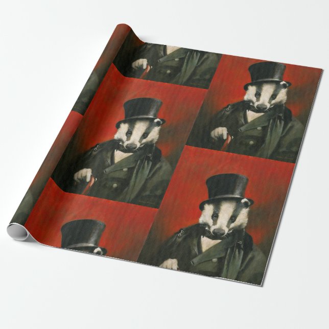 Victorian Badger Wrapping Papper Presentpapper (Utrullad)