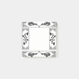 Victorian Baroque Elegant Black and White Blommigt Post-it Block