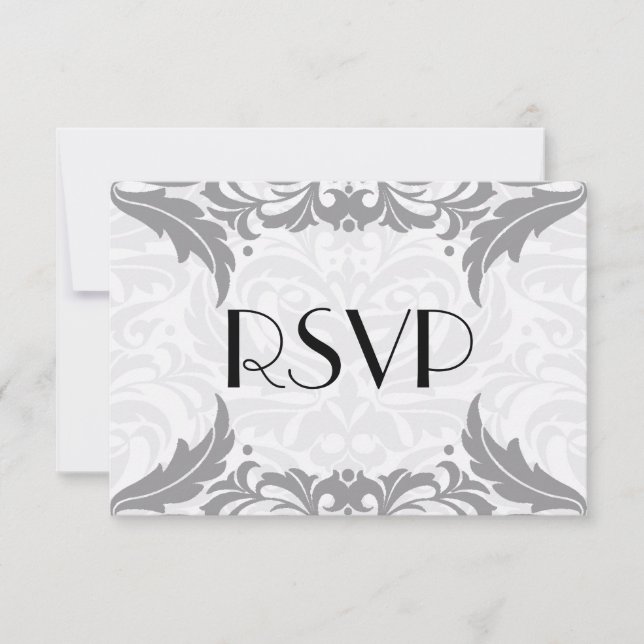 Victorian Baroque Grått Flourish Osa Kort (Framsida)