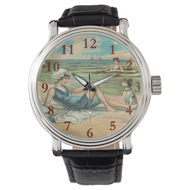 Victorian Beach Simma Girl Ocean Summer Vacation Armbandsur (Framsida)