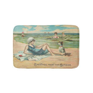 Victorian Beach Simma Girl Ocean Summer Vacation Badrumsmatta