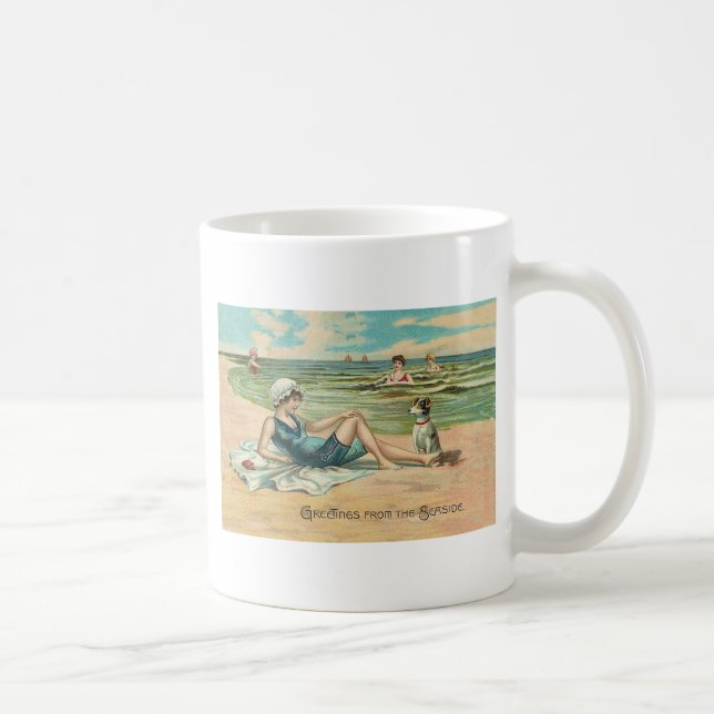 Victorian Beach Simma Girl Ocean Summer Vacation Kaffemugg (Höger)