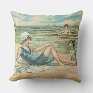 Victorian Beach Simma Girl Ocean Summer Vacation Kudde