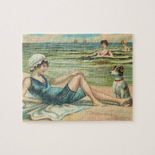 Victorian Beach Swimdress Girl Pussel