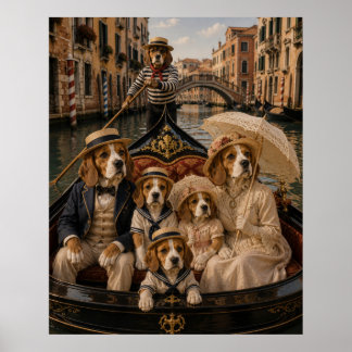 Victorian Beagle Family Gondola Ride in Venice | E Poster