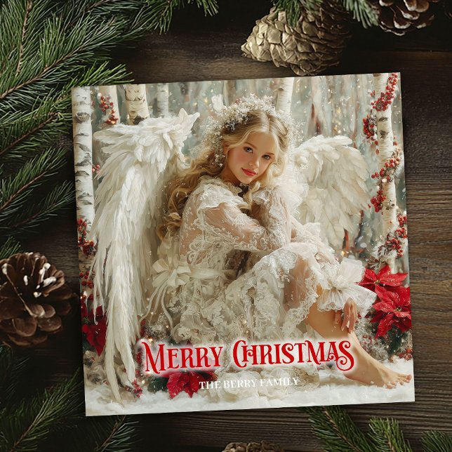 Victorian beautiful angel red and gold artistic  julkort (Victorian beautiful angel red and gold artistic greeting card

)