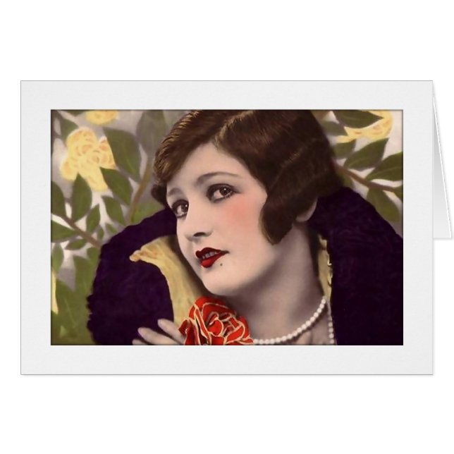 Victorian beauty in purple coat hälsningskort (Framsidan Horizontal)