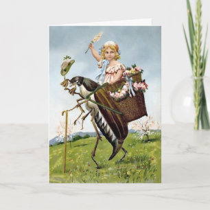 Victorian Beetle med julkort för flicka Helgkort