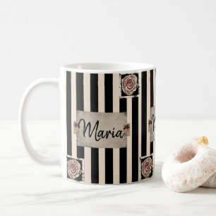 Victorian Beige Black Rand Mugg