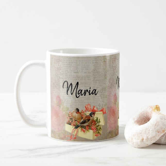 Victorian Bird Blommigt Mugg (Med munk)