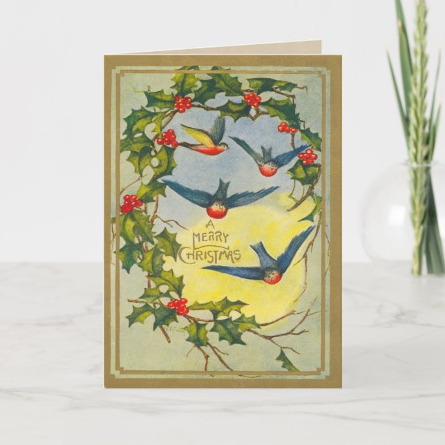 Victorian Bird-julkort Helgkort (Framsida)