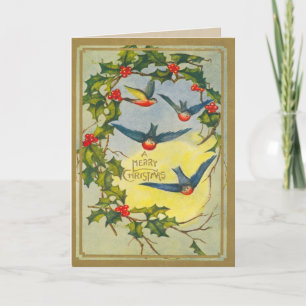 Victorian Bird-julkort Helgkort