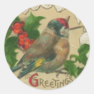 Victorian Bird-julstickers Runt Klistermärke