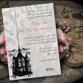 Victorian Birdcage Silver & Rosa Wedding bjudande Inbjudningar