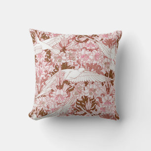 Victorian Birds Mönster med Blommigt bakgrund   Kudde