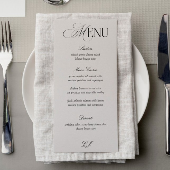 Victorian Black and Ivory Wedding Menu Card Inbjudningar (Skapare uppladdad)