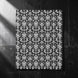 Victorian Black and White Damask Pattern Fleecefilt