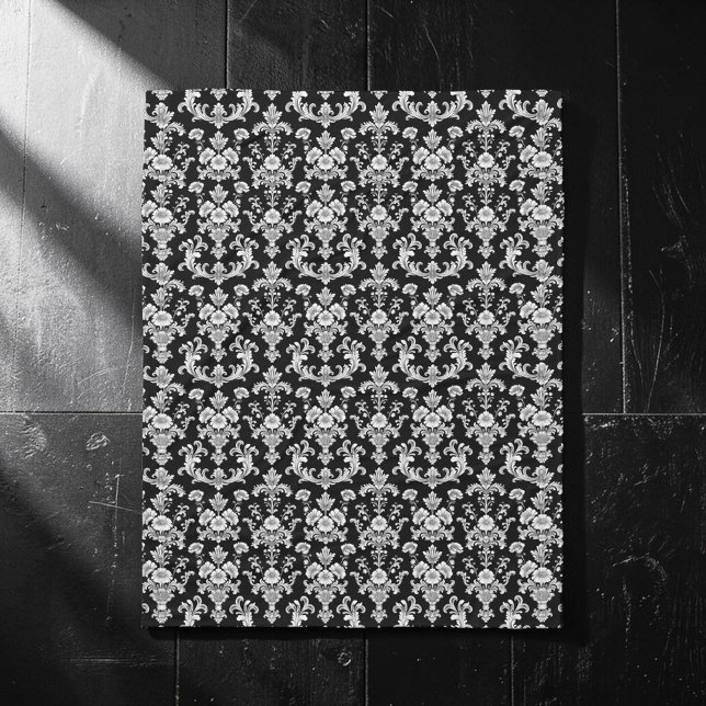 Victorian Black and White Damask Pattern Fleecefilt (Skapare uppladdad)