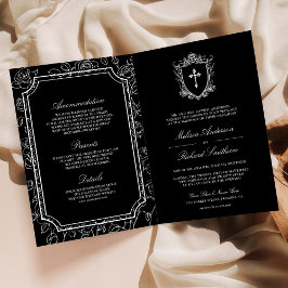 Victorian Black Catholic QR Code Wedding Inbjudan