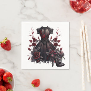 Victorian Black Dress   Antikalt Ro och  Pappersservett