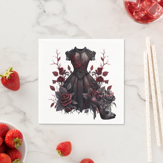 Victorian Black Dress | Antikalt Ro och  Pappersservett (Insitu)