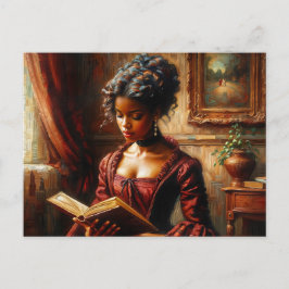 Victorian Black Woman In Red Reading Vykort