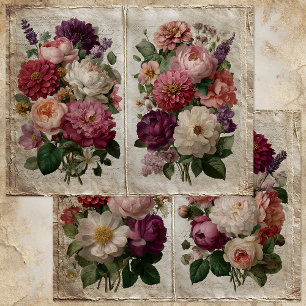 VICTORIAN BLOMMIGT BOUQUET HALF-PAGE PAPPRA LAKAN