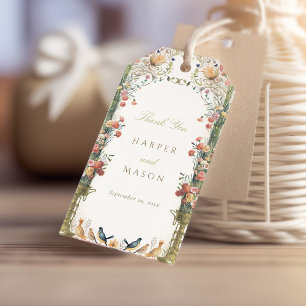 Victorian Blommigt Bröllop Tack Presentetikett