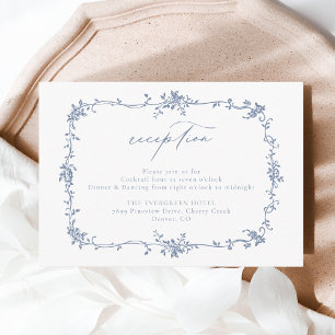 Victorian Blommigt Dusty Blue Reception Bröllop Tilläggskort