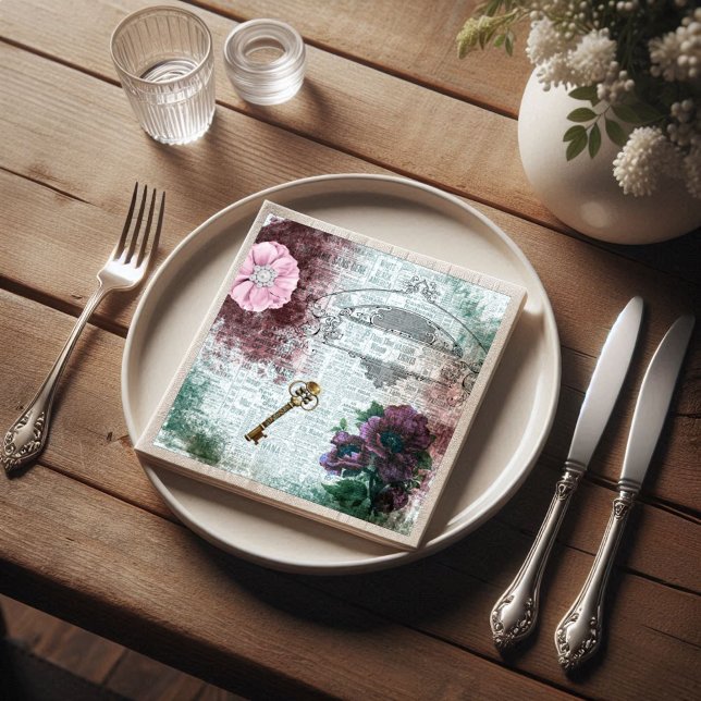 Victorian Blommigt Ephemera Decoupage Pappersservett (Skapare uppladdad)