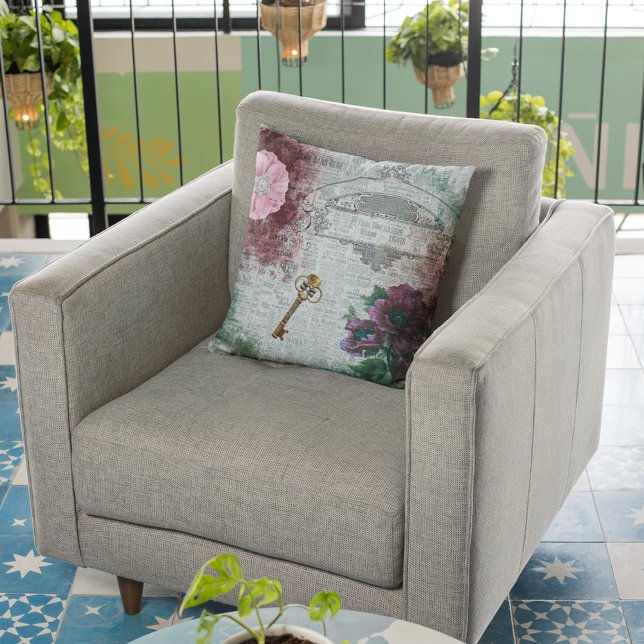 Victorian Blommigt Ephemera Home Decor Kudde (Skapare uppladdad)