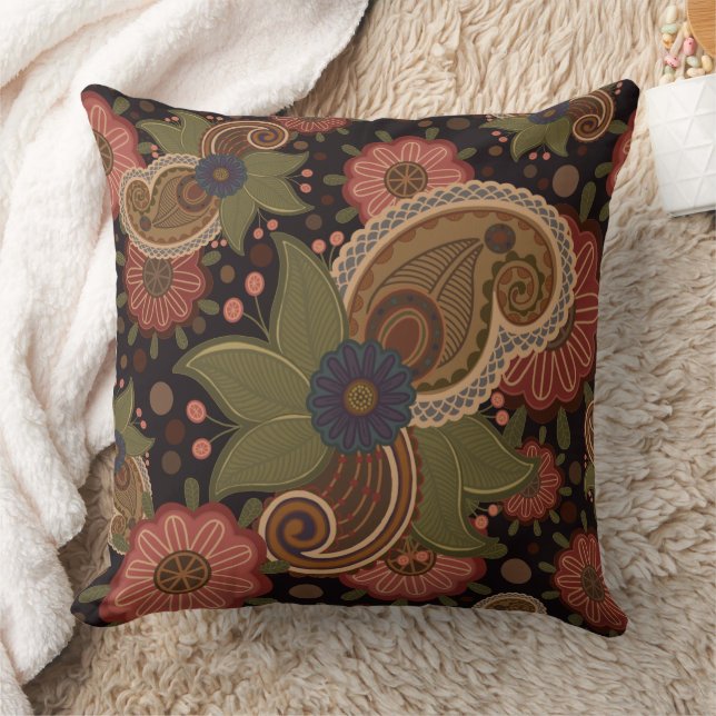 Victorian Blommigt Paisley Dekorativ kudde (Filt)