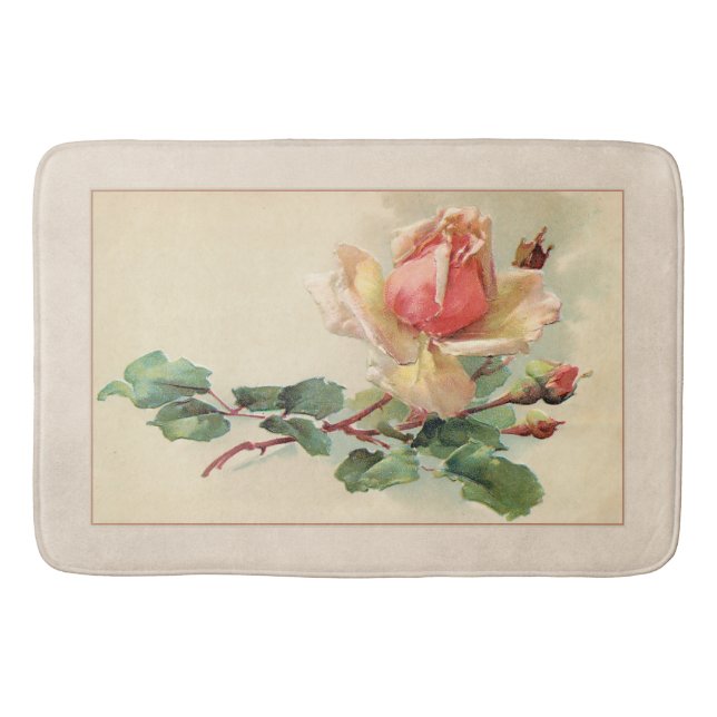 Victorian Blommigt Pastel Peach Ro Badrumsmatta (Framsidan)
