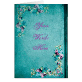 Victorian blommigt ro blommor elegant teal struktu hälsningskort